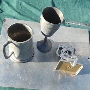 Corbin &Pinder Bros. Pewter Mugs&Xmas Wreath Hook